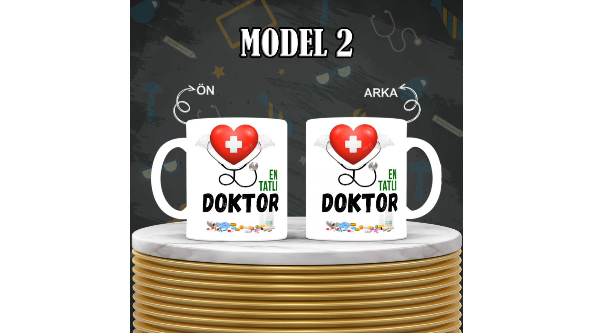 Doktorlara özel baskılı seramik kupa bardak