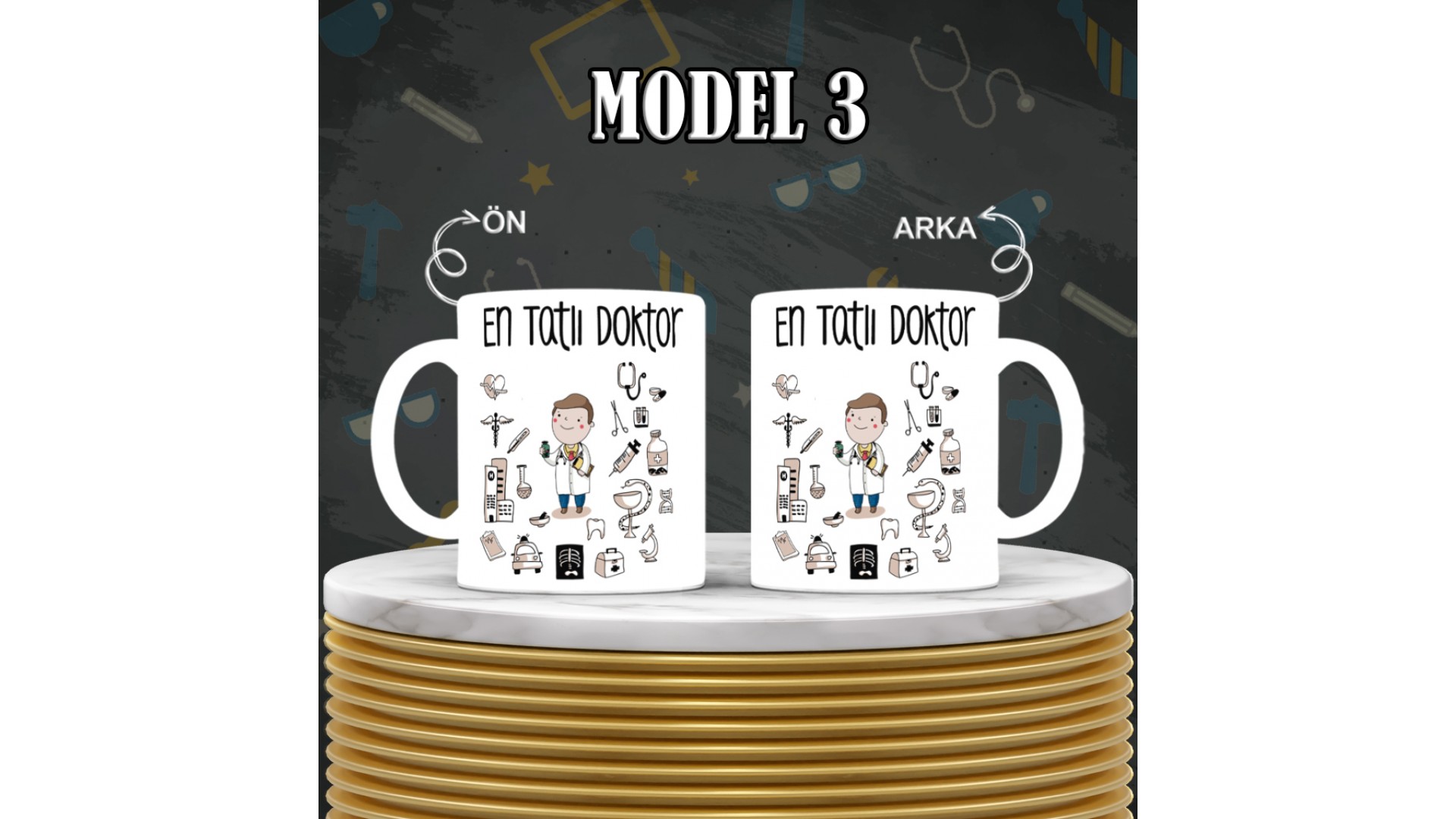 Doktorlara özel baskılı seramik kupa bardak