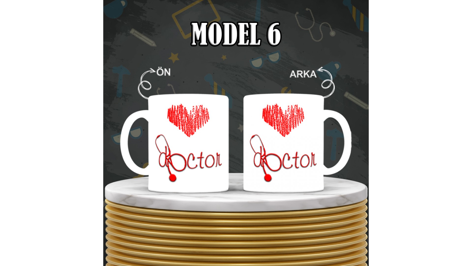 Doktorlara özel baskılı seramik kupa bardak