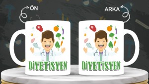 Diyetisyenlere özel baskılı seramik kupa bardak