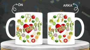 Diyetisyenlere özel baskılı seramik kupa bardak