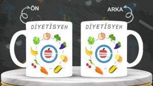 Diyetisyenlere özel baskılı seramik kupa bardak