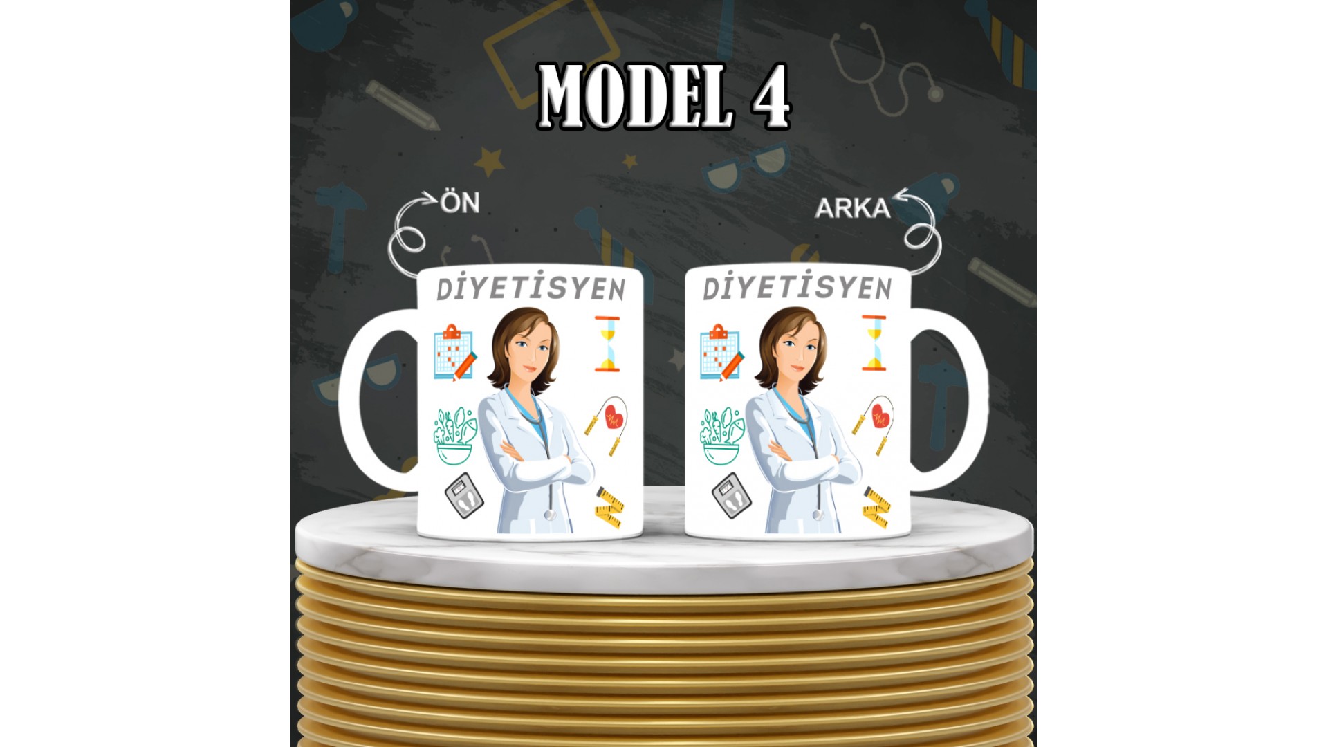 Diyetisyenlere özel baskılı seramik kupa bardak