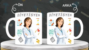 Diyetisyenlere özel baskılı seramik kupa bardak