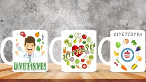 Diyetisyenlere özel baskılı seramik kupa bardak