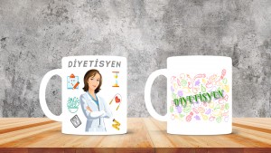 Diyetisyenlere özel baskılı seramik kupa bardak