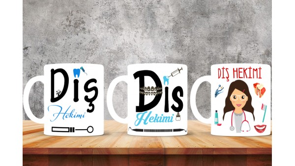 Diş Hekimlerine  Özel Tasarımlı Baskılı Kupa Bardak –MiksHediye