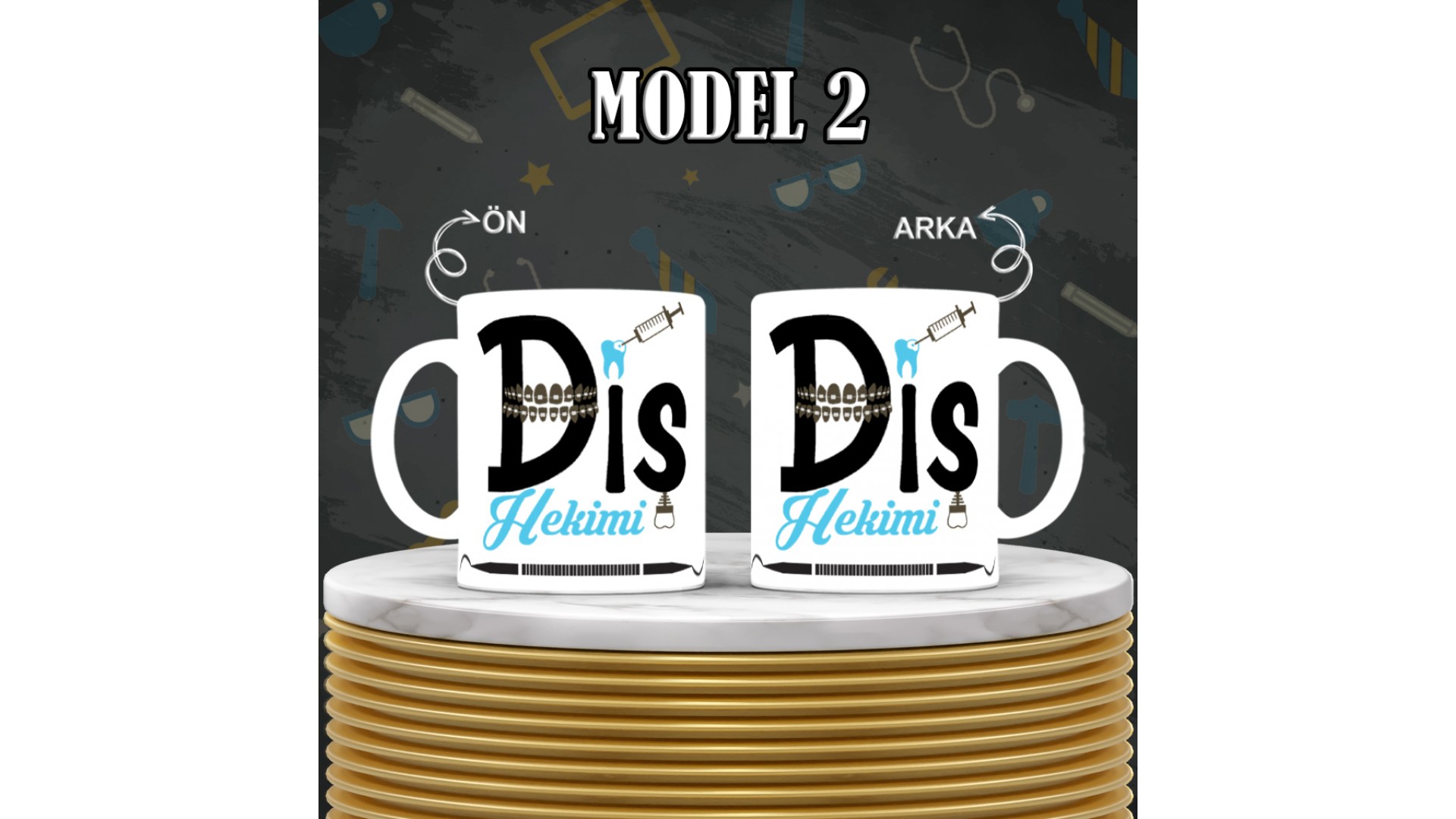 Diş Hekimlerine özel baskılı seramik kupa bardak