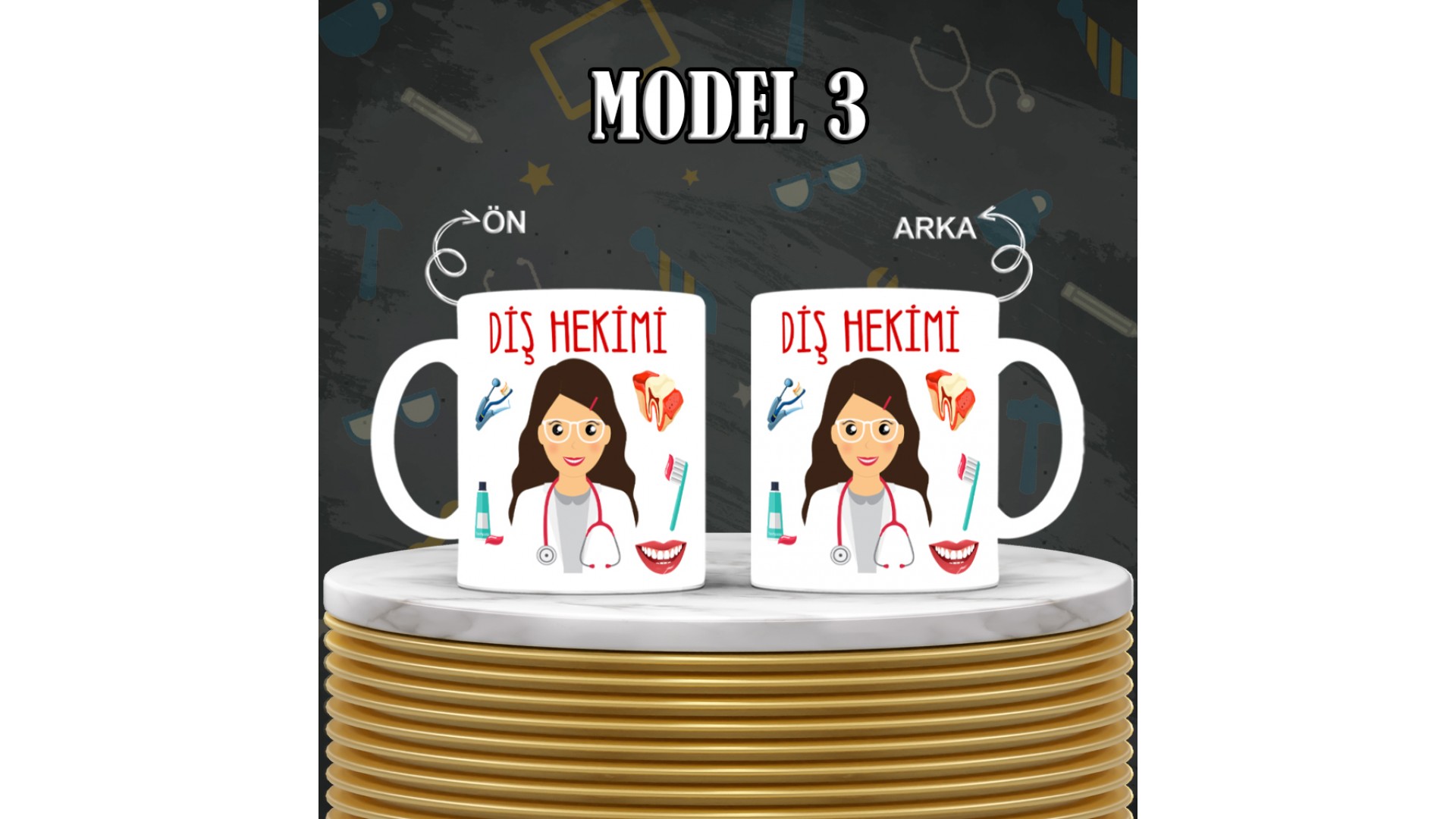 Diş Hekimlerine özel baskılı seramik kupa bardak