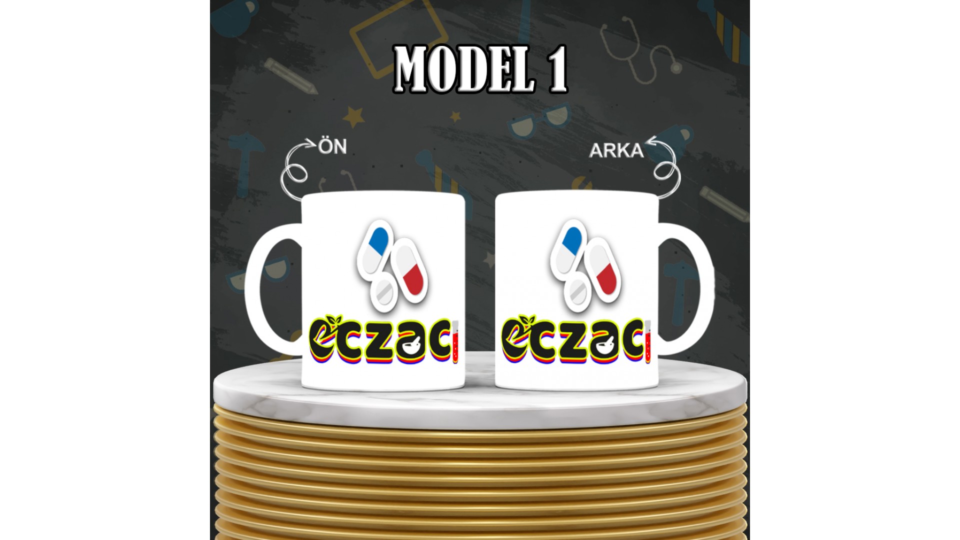 Eczacılara özel baskılı seramik kupa bardak