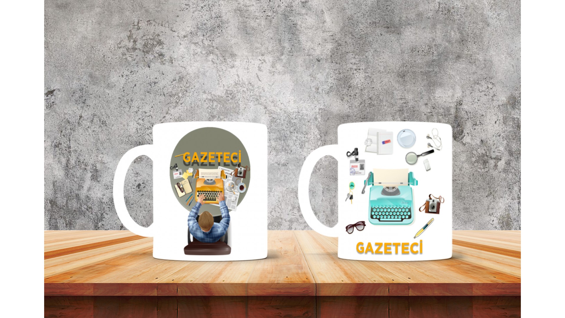 Gazetecilere özel baskılı seramik kupa bardak