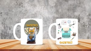 Gazetecilere özel baskılı seramik kupa bardak