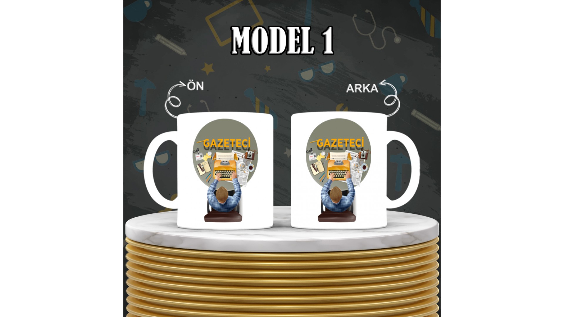 Gazetecilere özel baskılı seramik kupa bardak