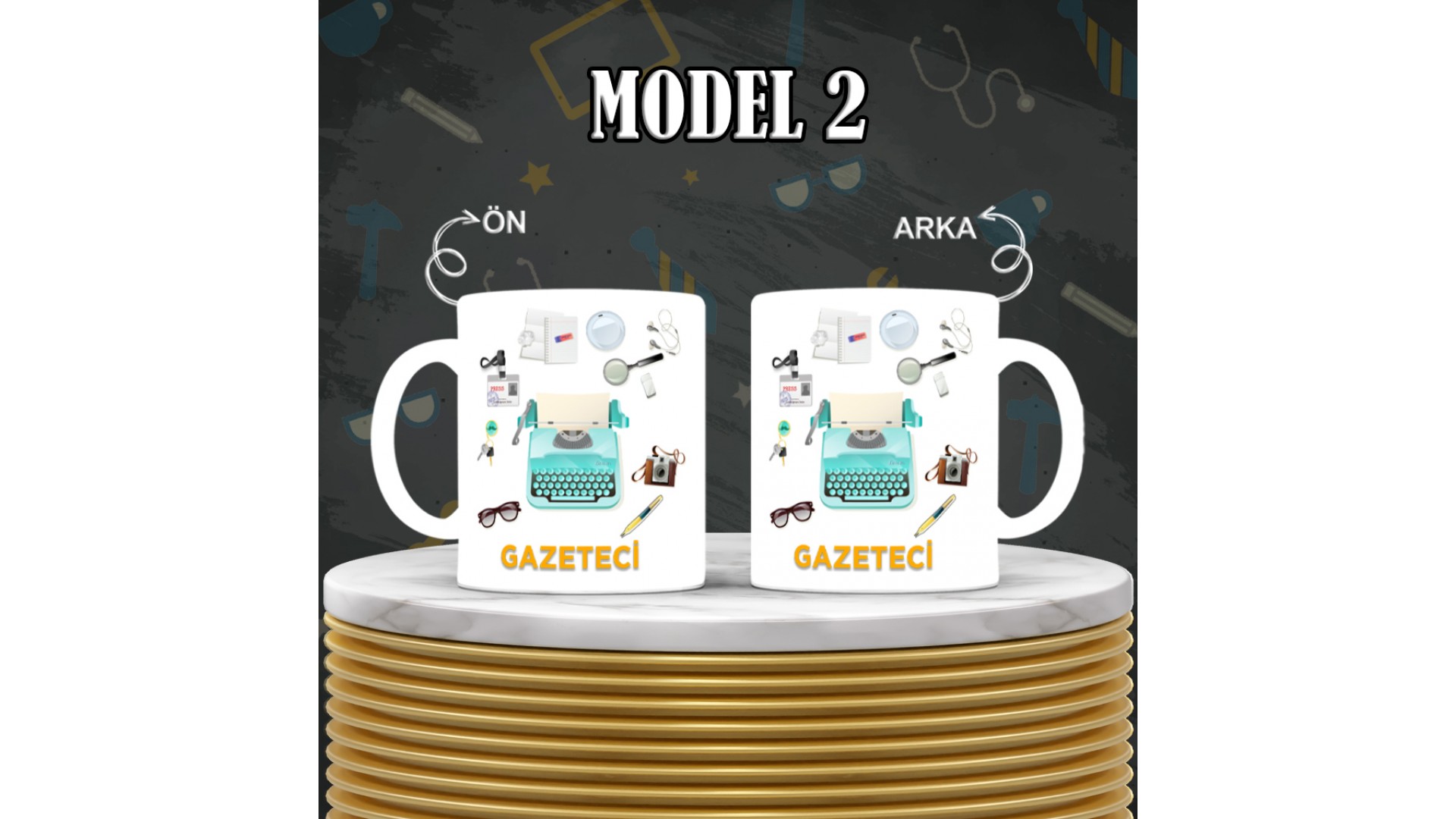 Gazetecilere özel baskılı seramik kupa bardak