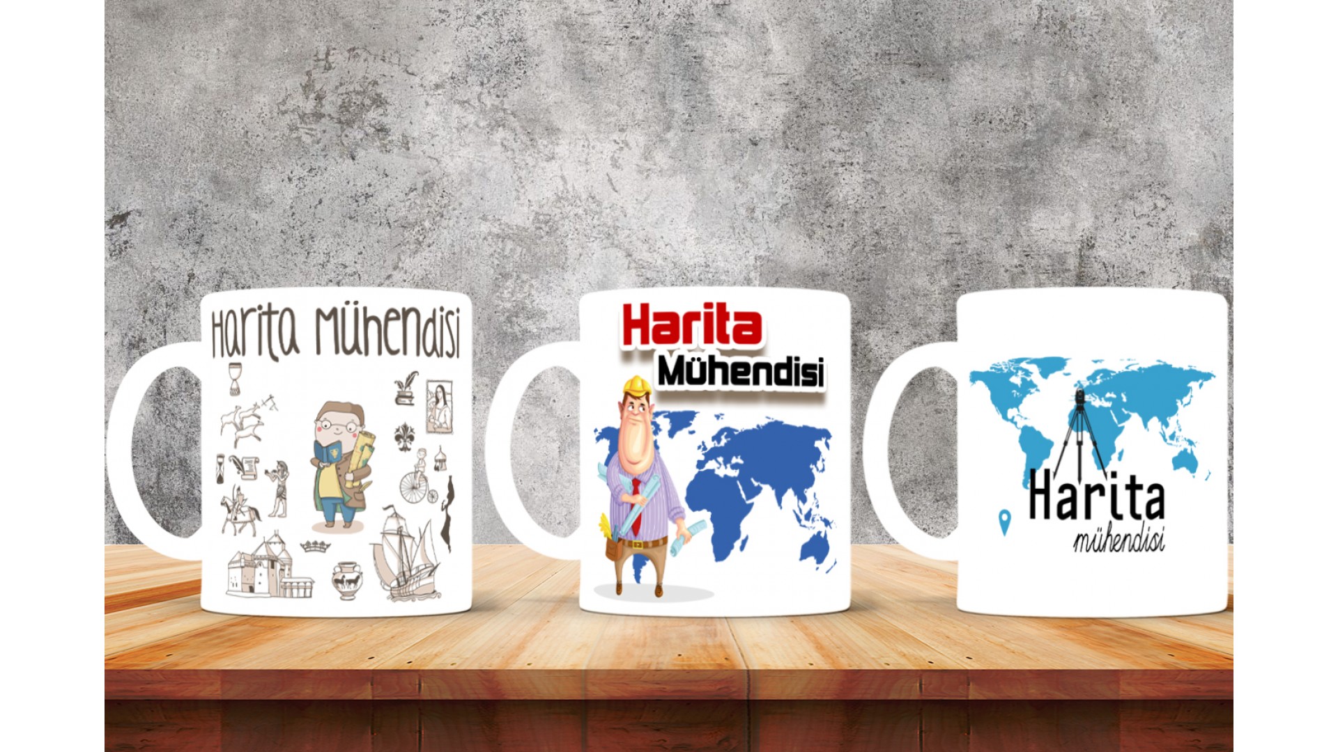 Harita Mühendislerine özel baskılı seramik kupa bardak