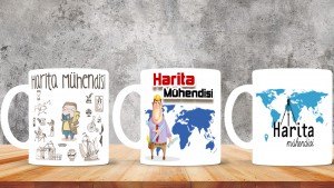 Harita Mühendislerine özel baskılı seramik kupa bardak