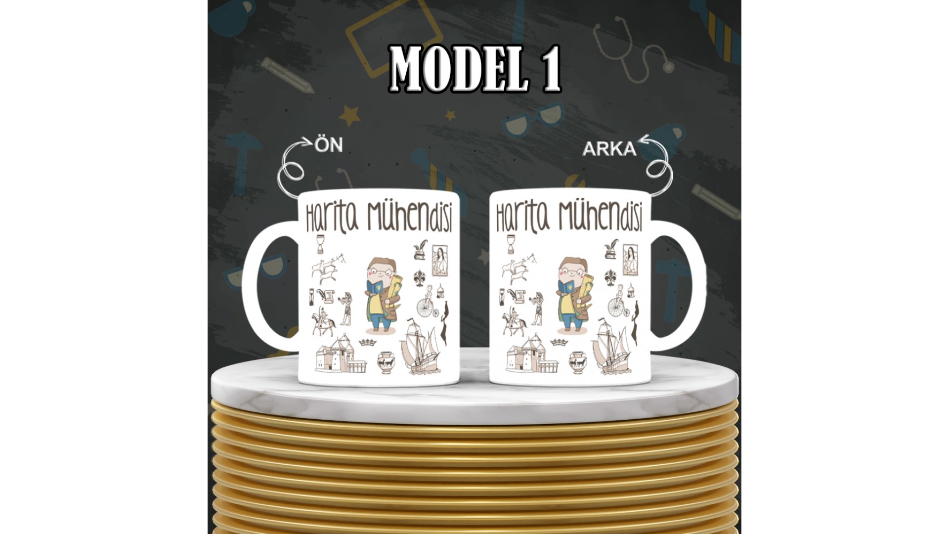 Harita Mühendislerine özel baskılı seramik kupa bardak