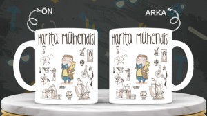 Harita Mühendislerine özel baskılı seramik kupa bardak