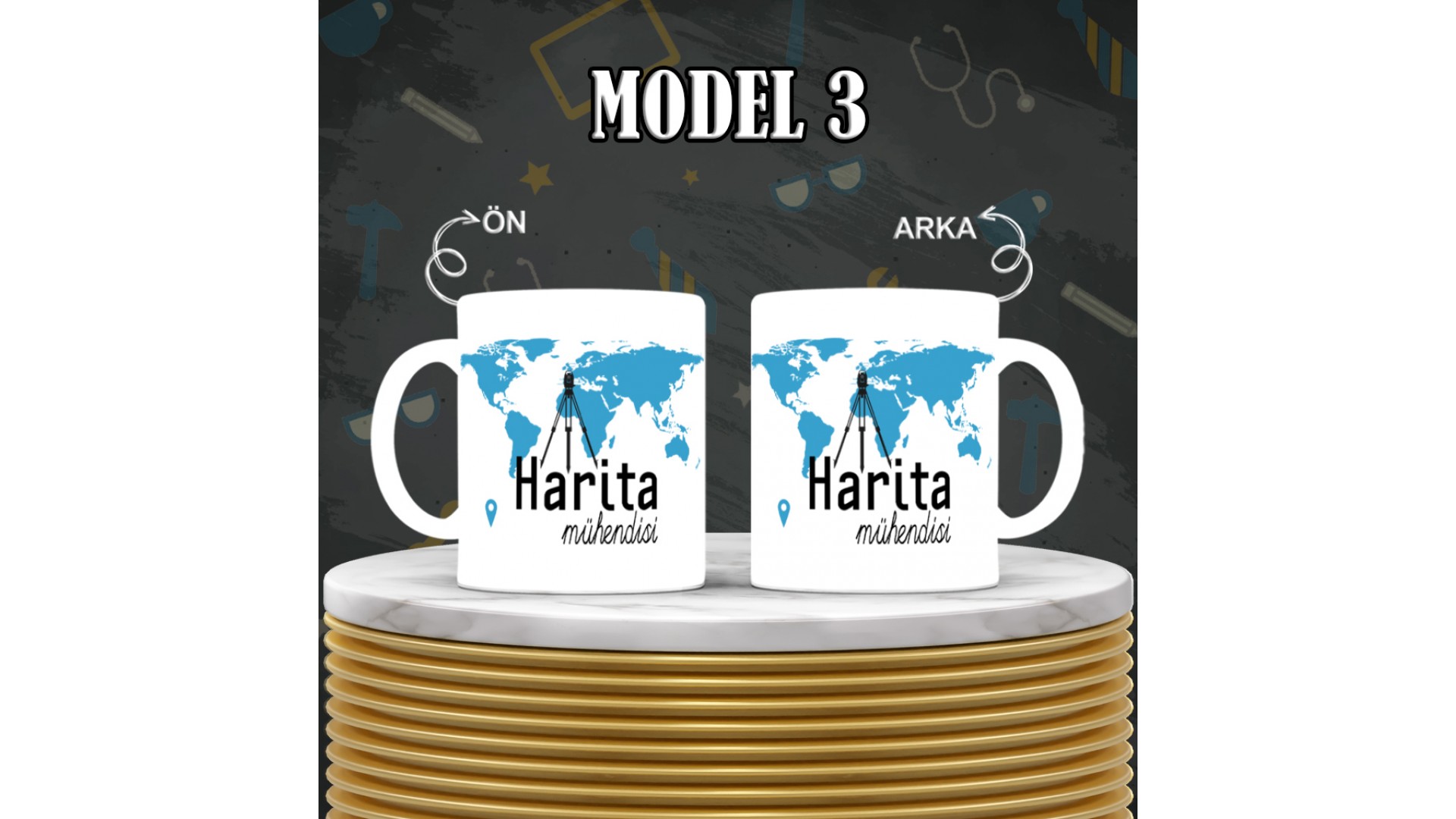 Harita Mühendislerine özel baskılı seramik kupa bardak