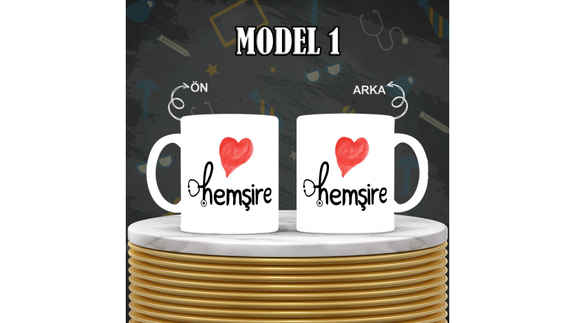 Hemşirelere  özel baskılı seramik kupa bardak