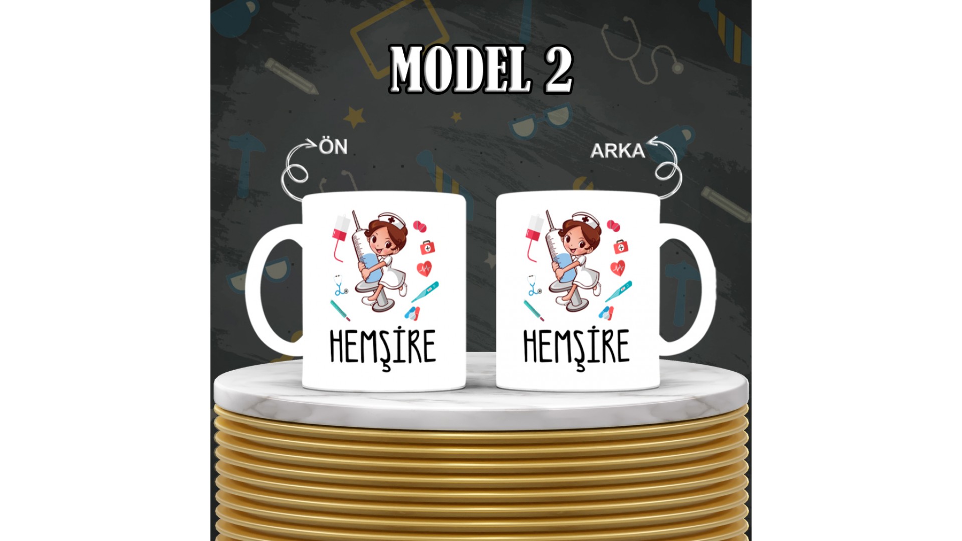 Hemşirelere  özel baskılı seramik kupa bardak