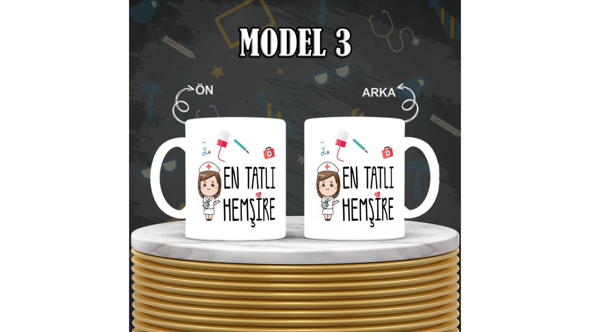 Hemşirelere  özel baskılı seramik kupa bardak