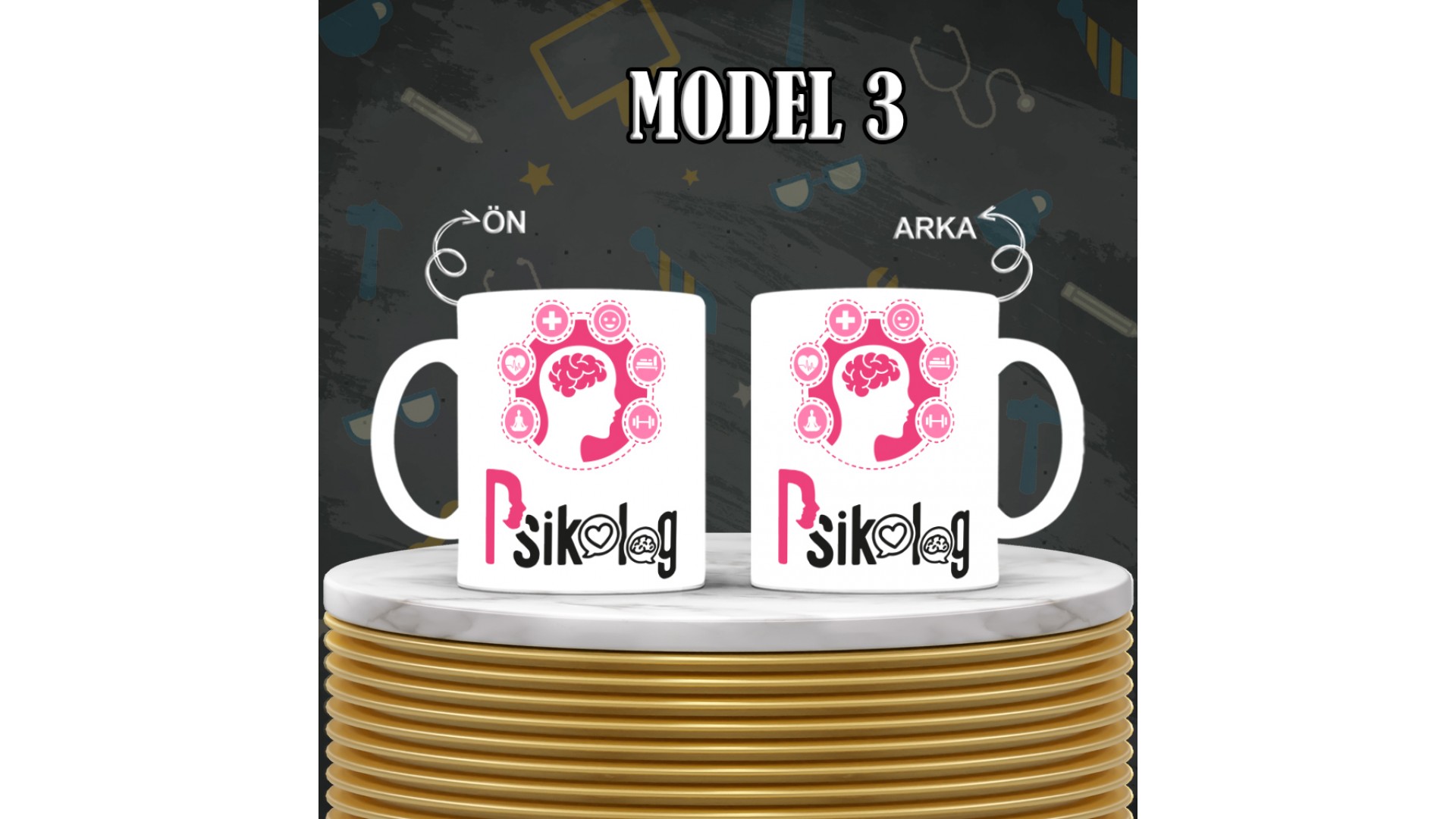 Psikologlara  özel baskılı seramik kupa bardak