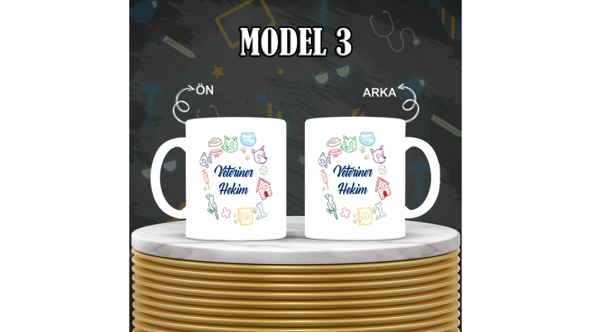 Veteriner Hekimlere özel baskılı seramik kupa bardak