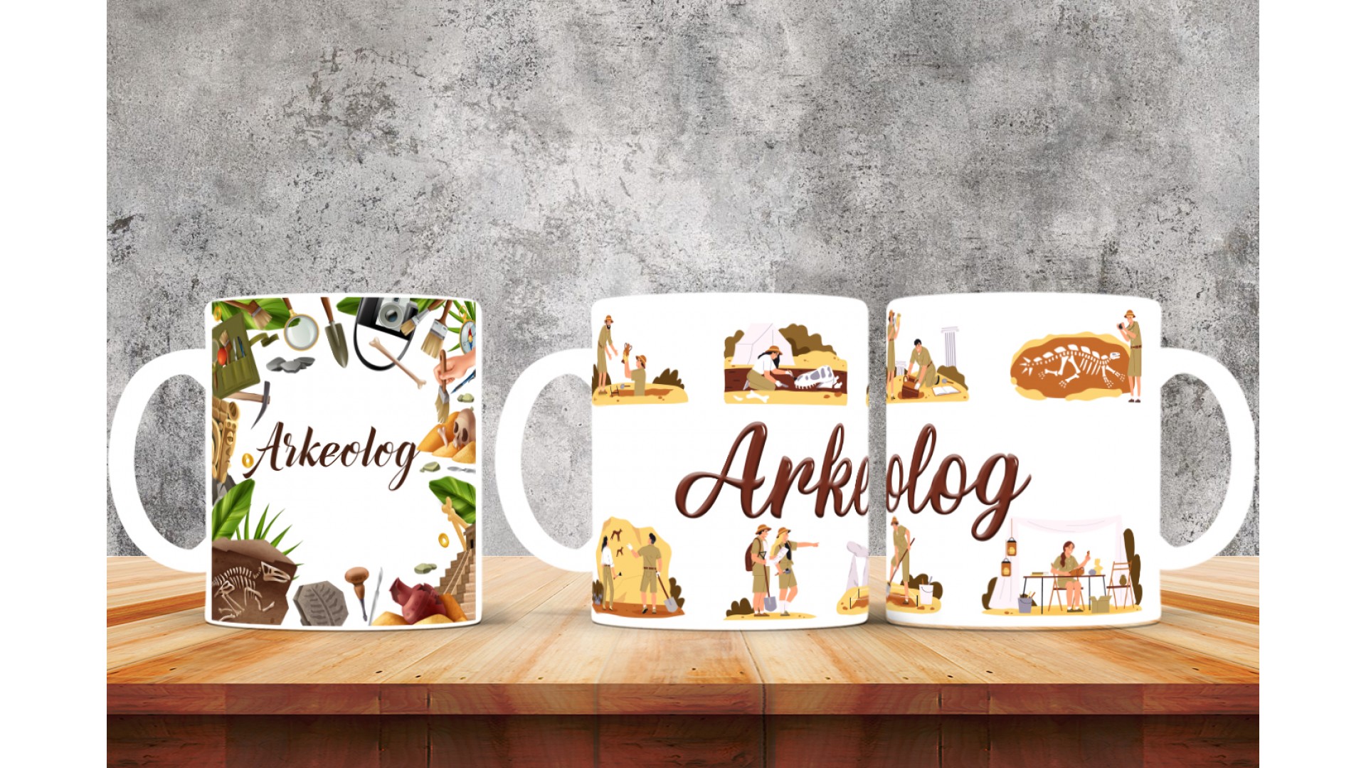 Arkeologlara özel baskılı seramik kupa bardak