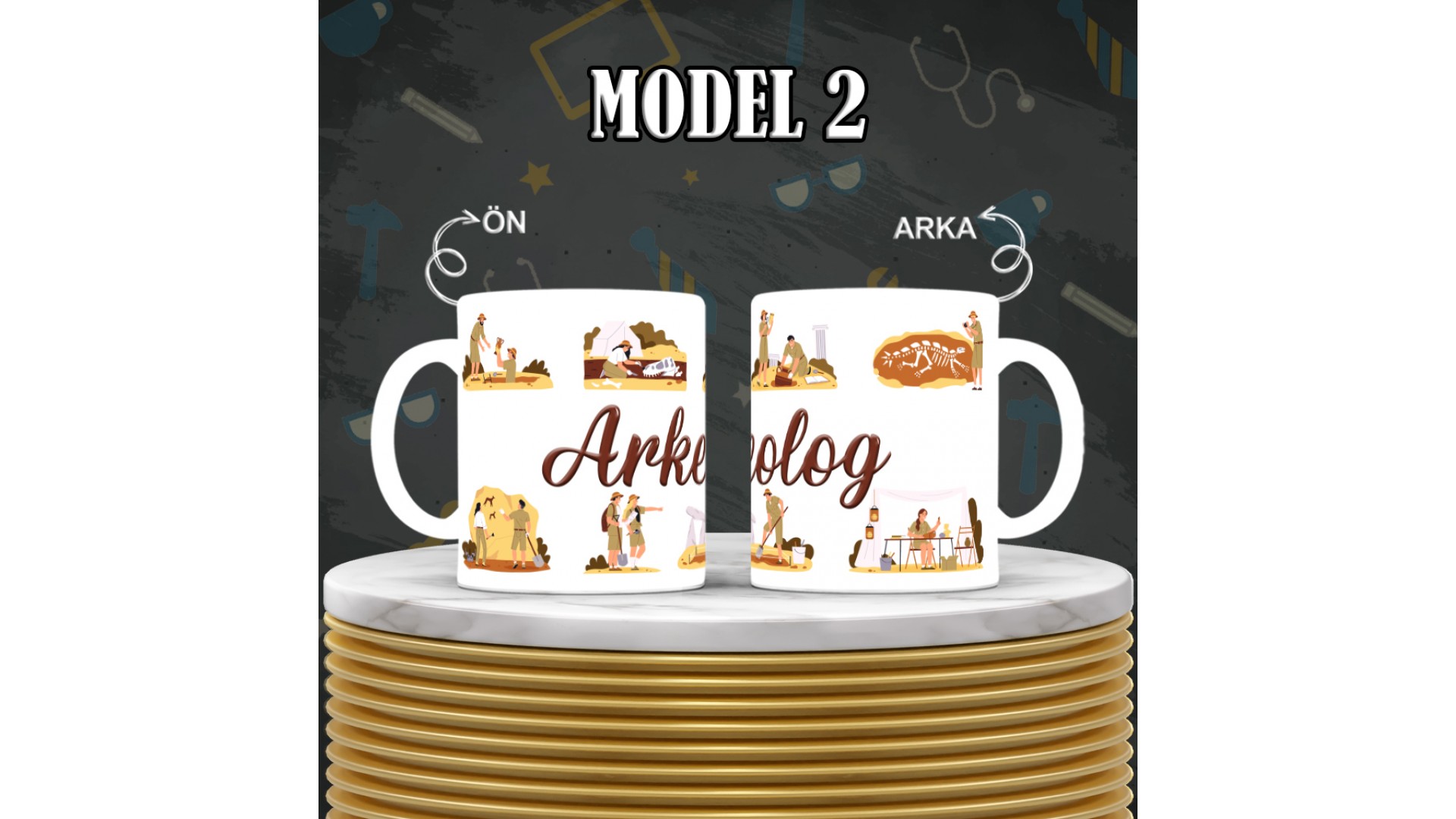 Arkeologlara özel baskılı seramik kupa bardak