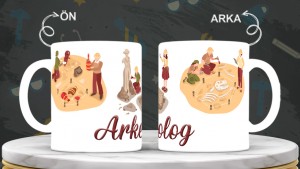 Arkeologlara özel baskılı seramik kupa bardak