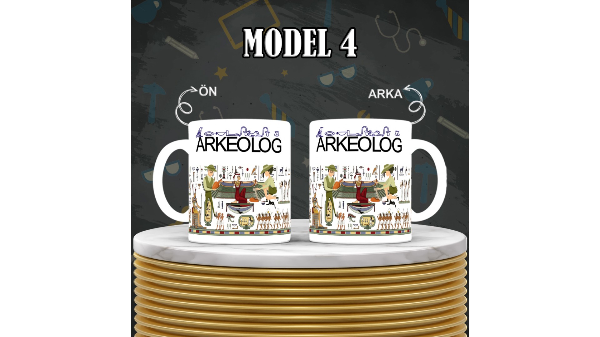 Arkeologlara özel baskılı seramik kupa bardak