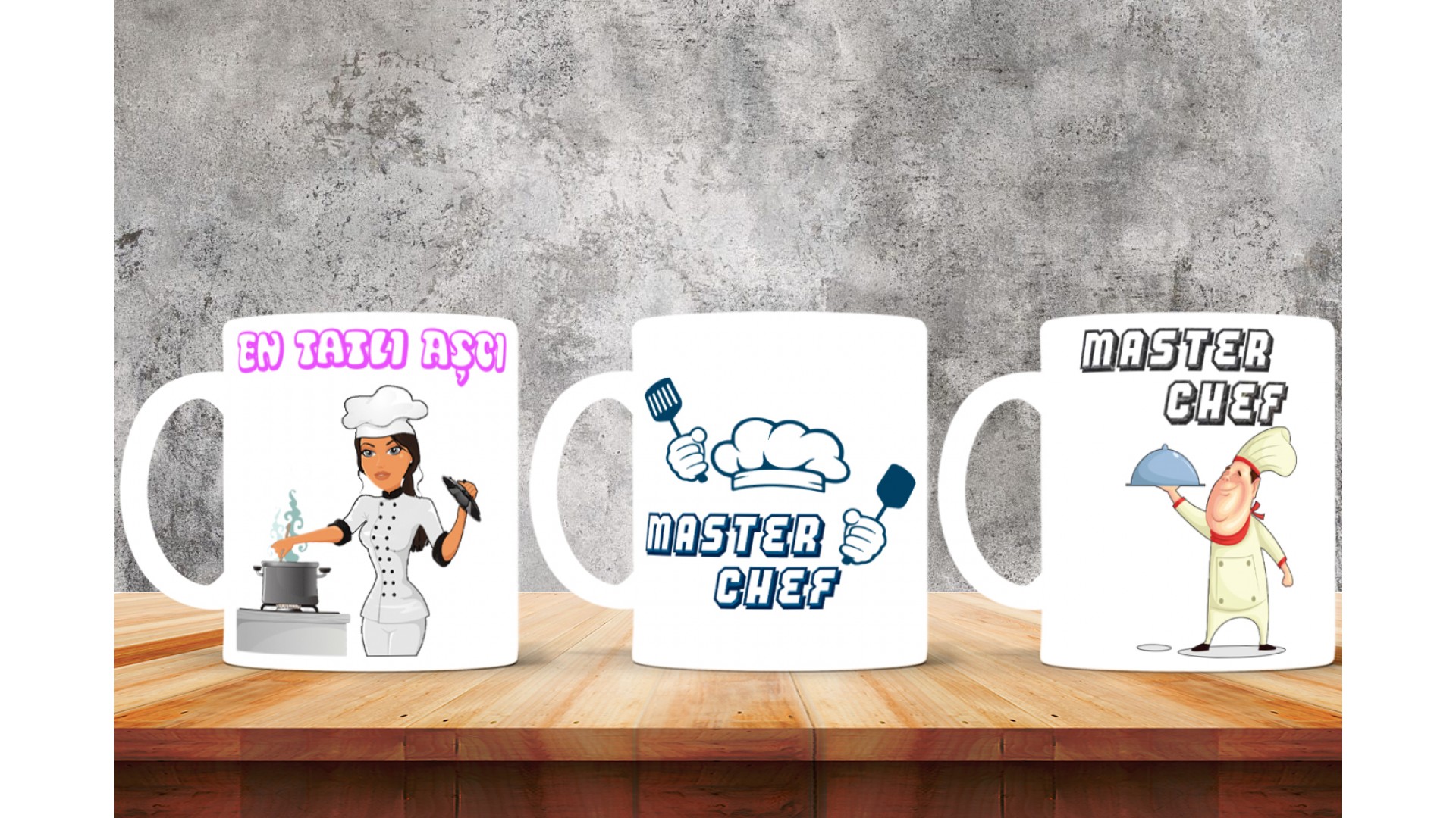 Aşçılara özel baskılı seramik kupa bardak