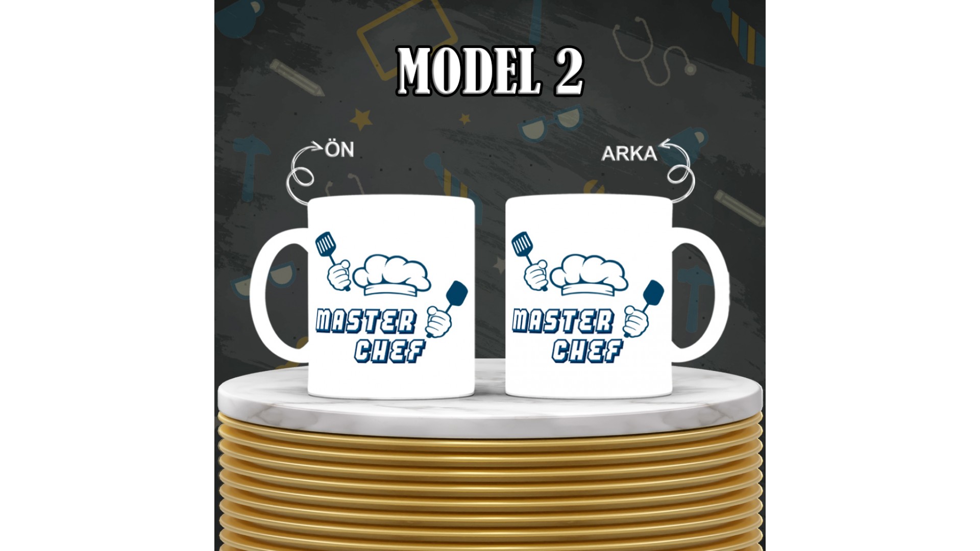 Aşçılara özel baskılı seramik kupa bardak