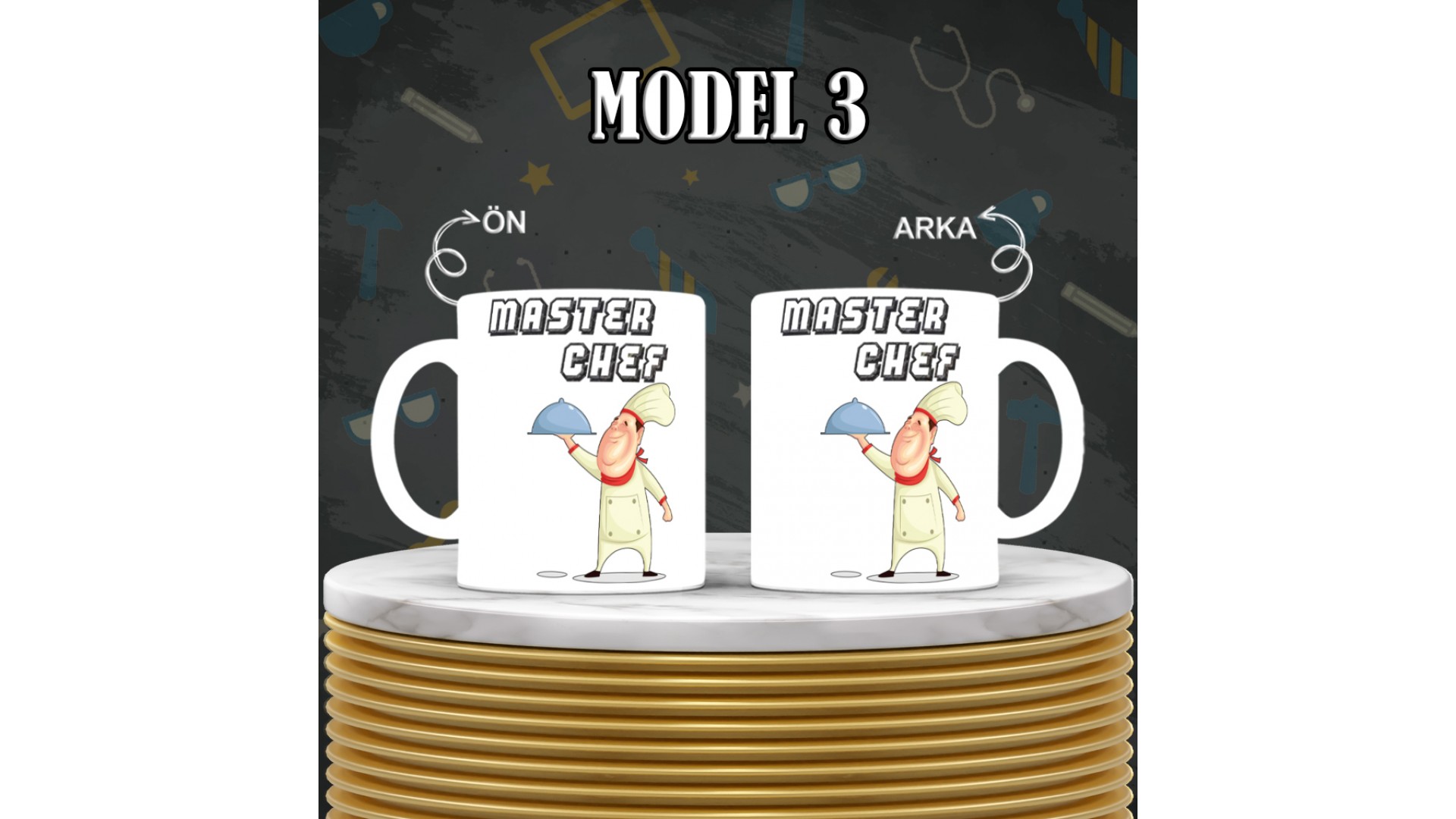 Aşçılara özel baskılı seramik kupa bardak