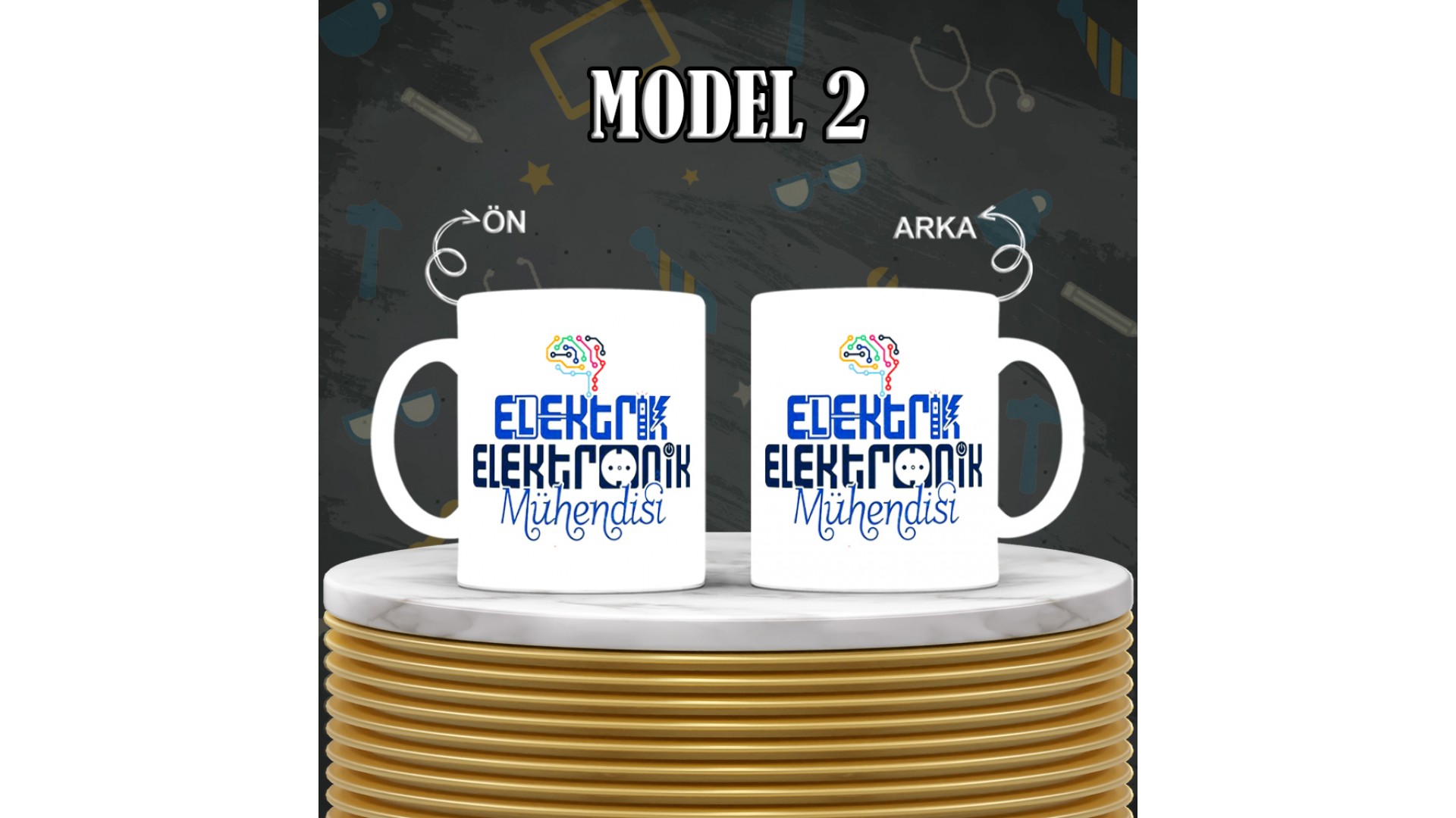 Elektrik Mühendislerine özel baskılı seramik kupa bardak