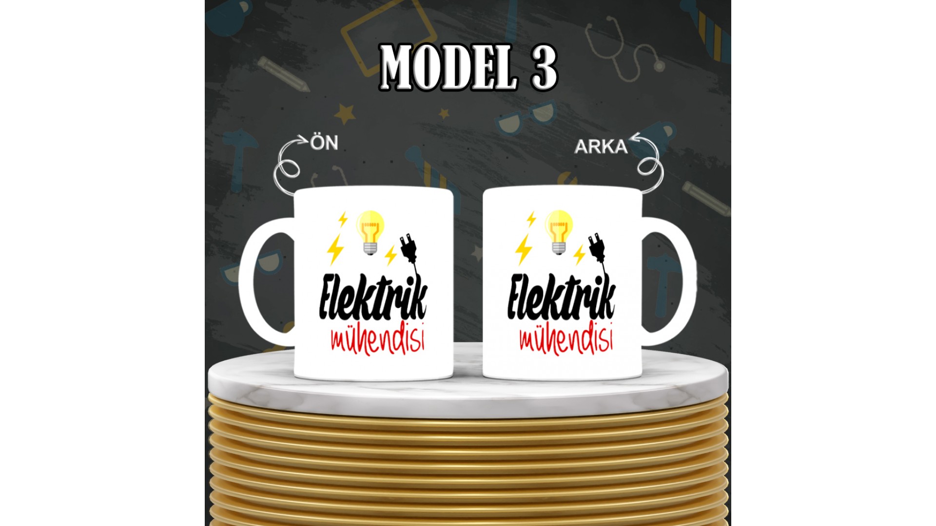 Elektrik Mühendislerine özel baskılı seramik kupa bardak