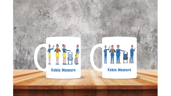 Kabin Memurlarına Özel Tasarımlı Baskılı Kupa Bardak – MiksHediye