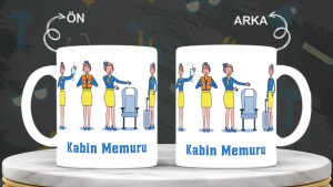 Kabin Memurlarına özel baskılı seramik kupa bardak