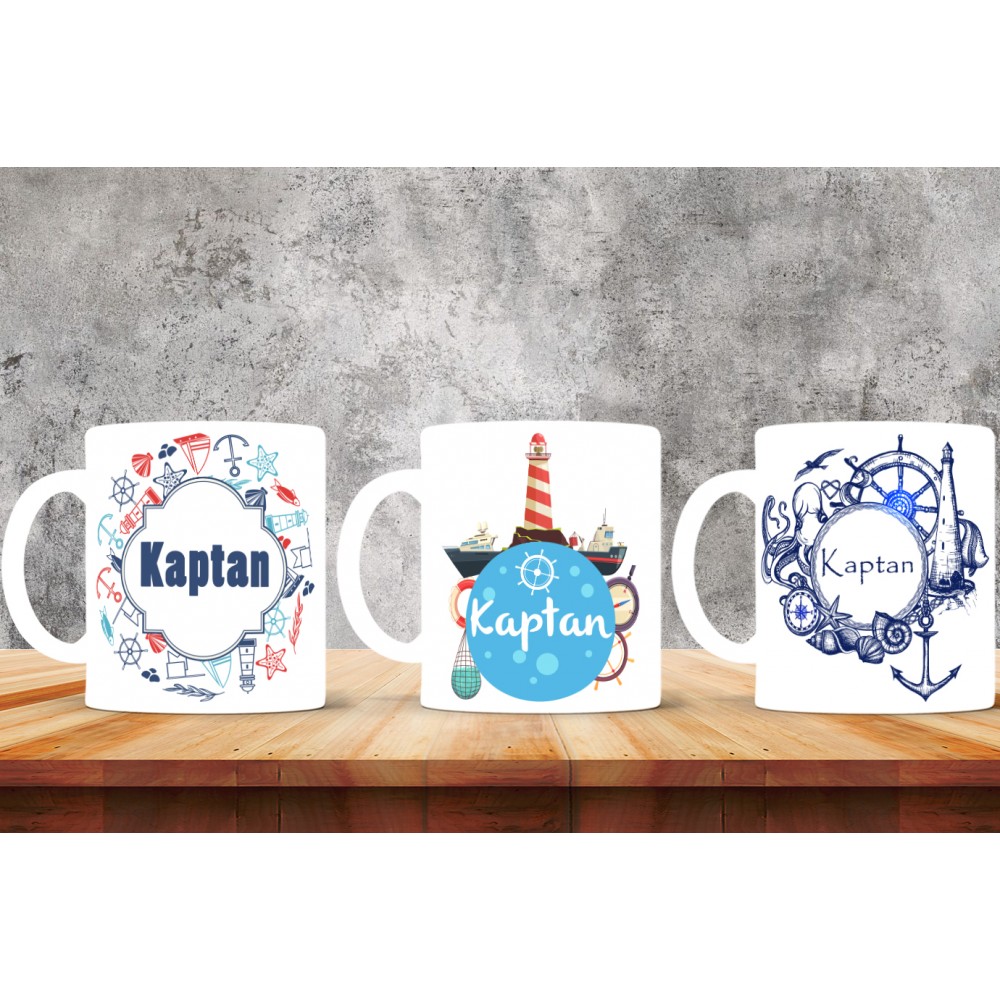 Kaptanlara Özel Tasarımlı Baskılı Kupa Bardak – MiksHediye