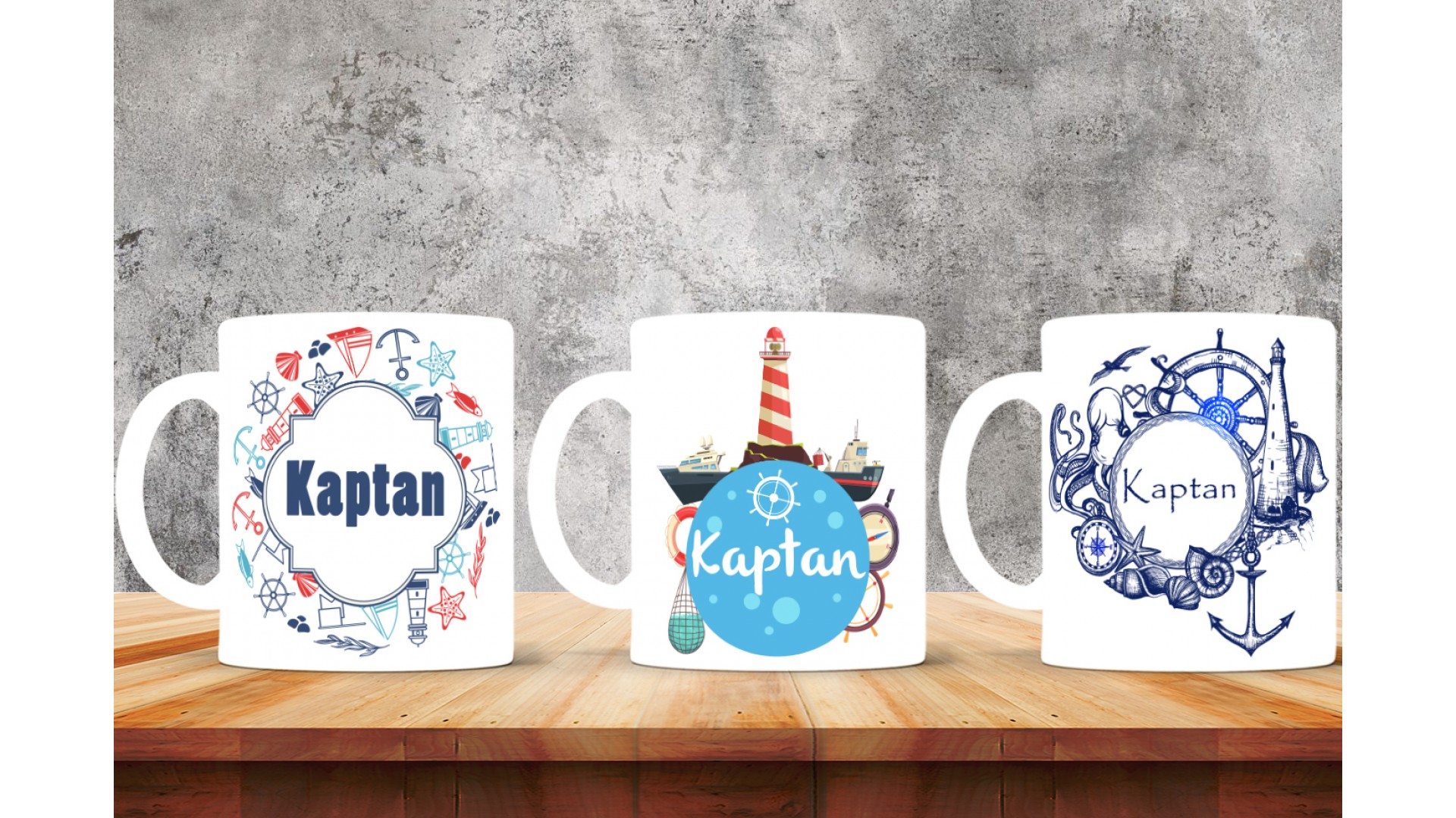 Kaptanlara özel baskılı seramik kupa bardak