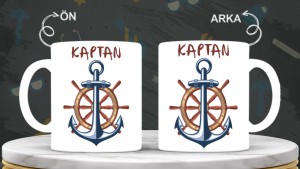 Kaptanlara özel baskılı seramik kupa bardak