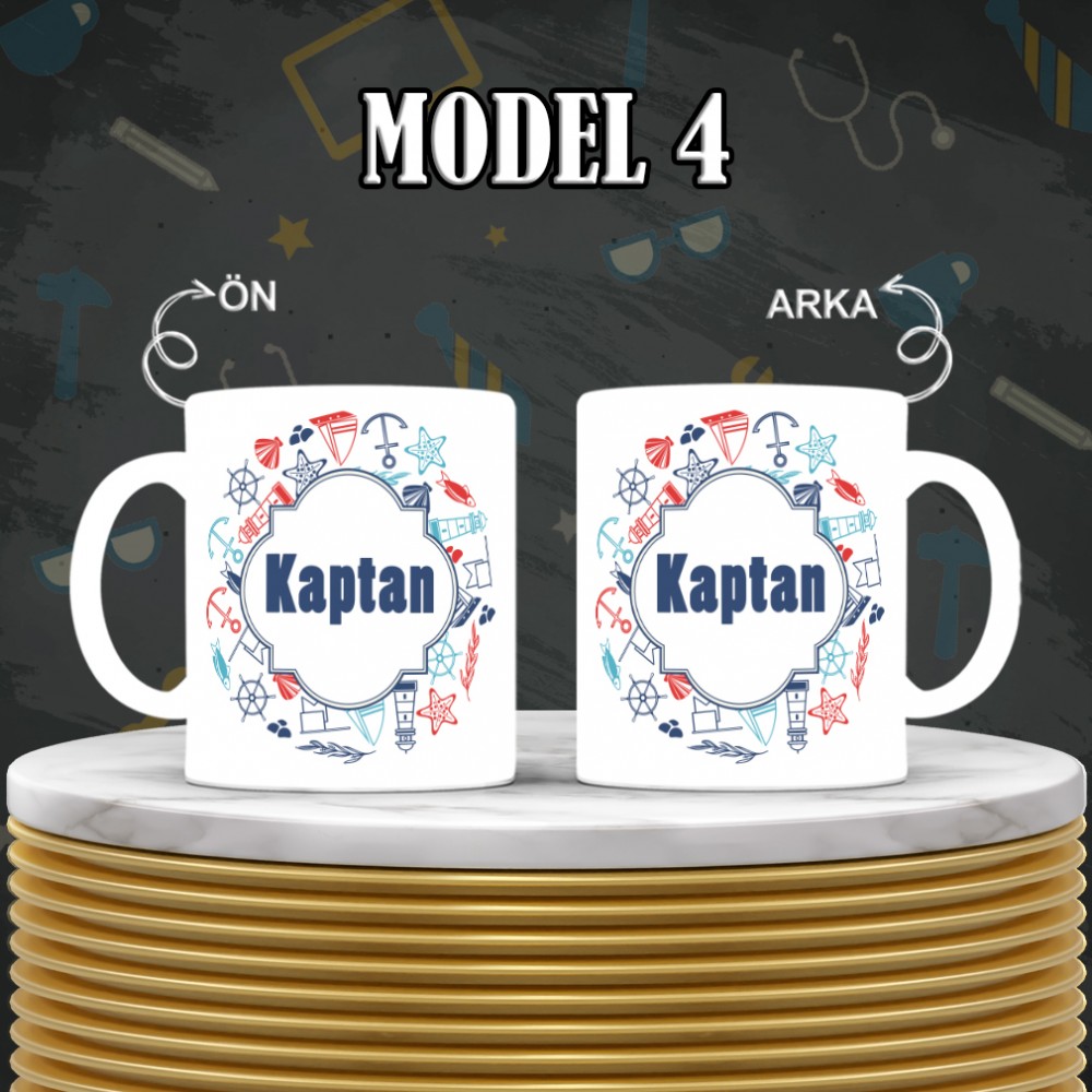 Kaptanlara özel baskılı seramik kupa bardak
