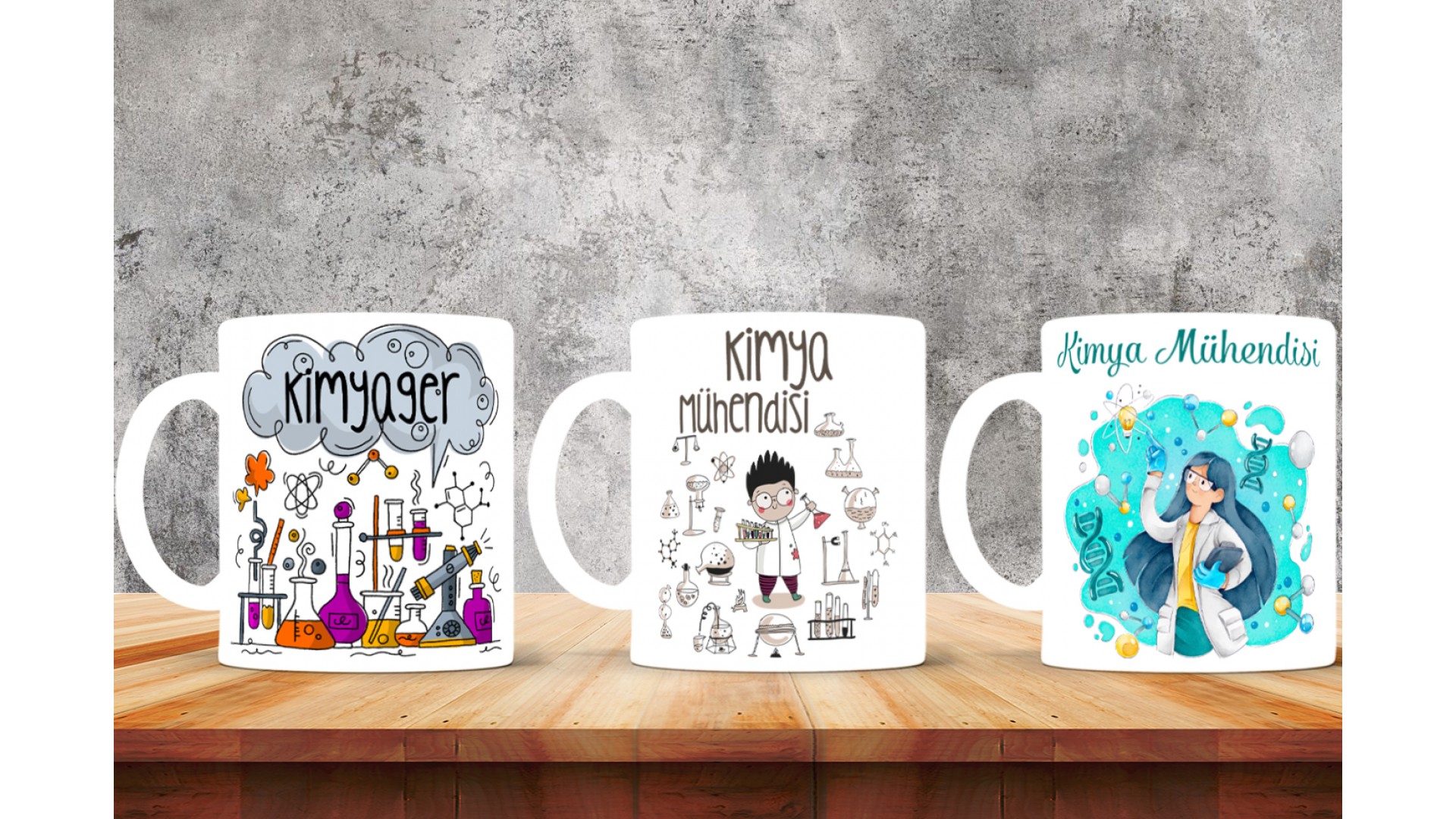 Kimya Mühendislerine özel baskılı seramik kupa bardak