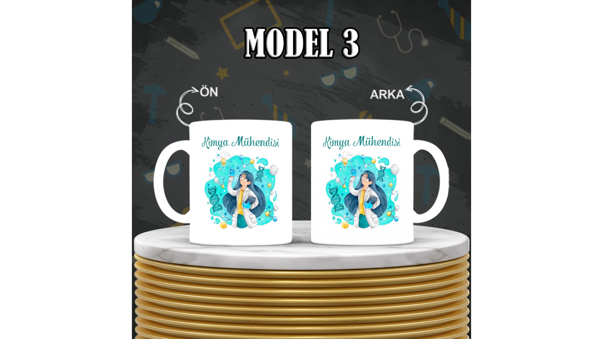 Kimya Mühendislerine özel baskılı seramik kupa bardak