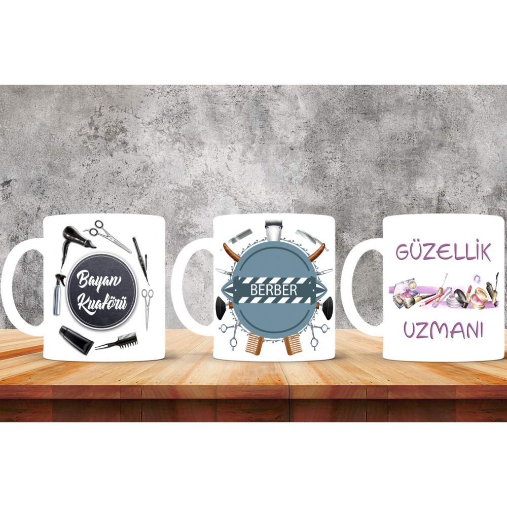 Kuaförlere Özel Tasarımlı Baskılı Kupa Bardak – MiksHediye