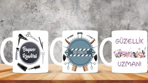 Kuaförlere özel baskılı seramik kupa bardak