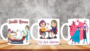 Kuaförlere özel baskılı seramik kupa bardak