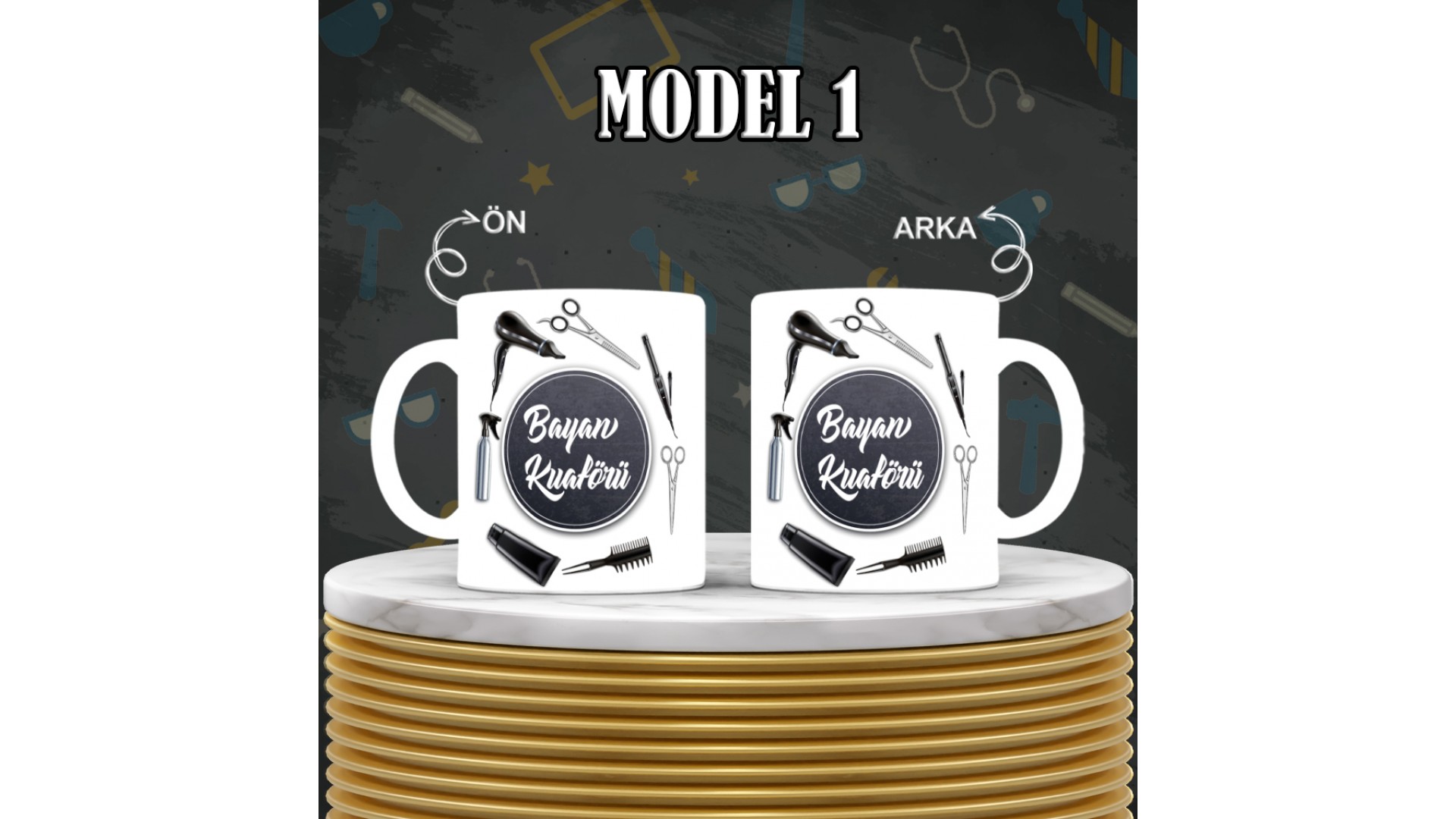 Kuaförlere özel baskılı seramik kupa bardak