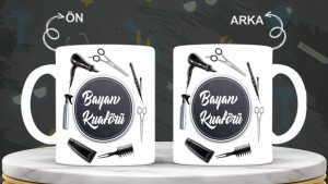 Kuaförlere özel baskılı seramik kupa bardak